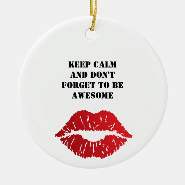 Romantic chic luxe red lips julgransprydnad keramik (Framsidan)
