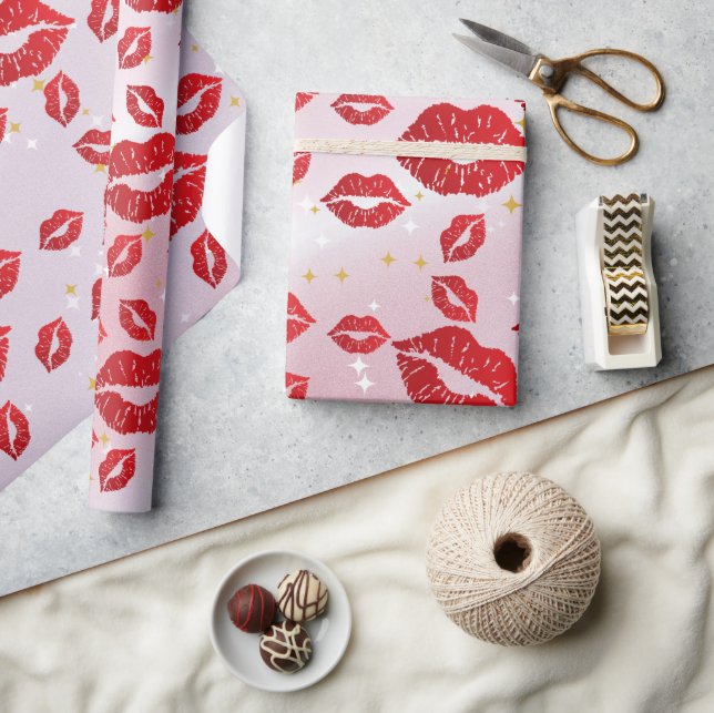Romantic chic luxe red lips presentpapper (Hantverk)