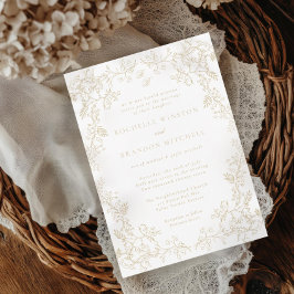 Romantic Chinoiserie Antique Fransk Guld Bröllop Inbjudningar