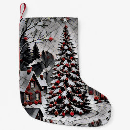 Romantic Christmas Village Holiday Artwork Liten Julstrumpa