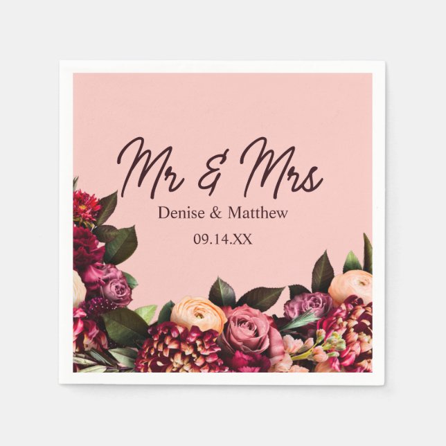 Romantic Chrysanthemum på Gossamers Rosa Pappersservett (Framsidan)