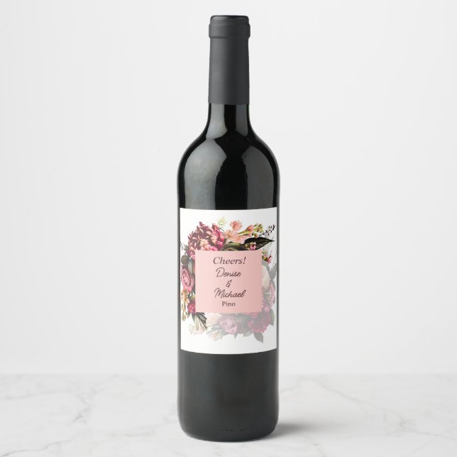 Romantic Chrysanthemum på Gossamers Rosa Vinflaska Etikett (Framsida)