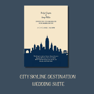 Romantic City Skyline Destination Wedding Inbjudningar