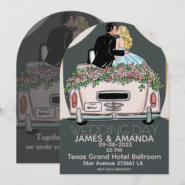 Romantic Classic Couple Wedding  Invitation Inbjudningar (Fram/baksida)