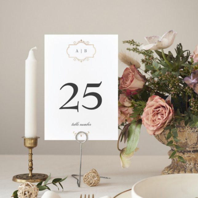 romantic classic gold monogram wedding bordsnummer (Skapare uppladdad)