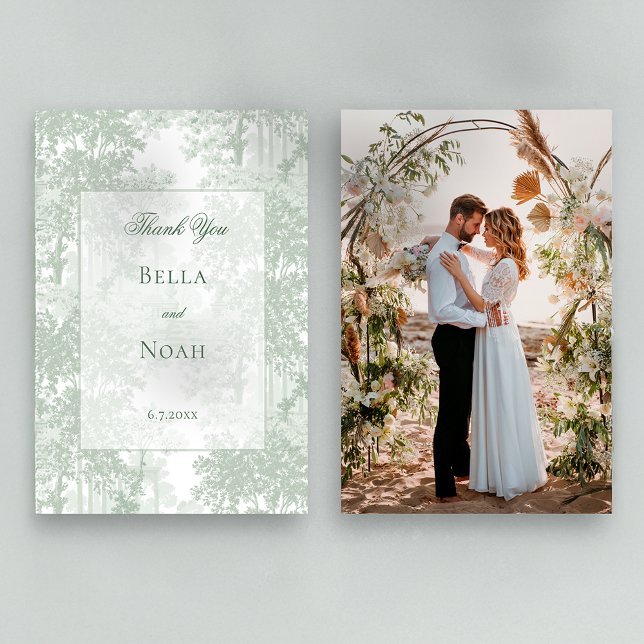 Romantic Classic Sage Green Landscape Toile Tack Kort (Skapare uppladdad)