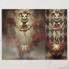  Romantic Clown Scrapbooking Sheet Brevhuvud