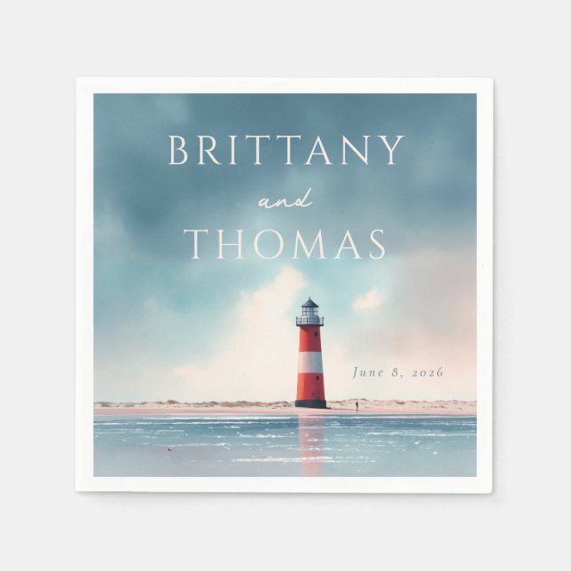 Romantic Coastal Lighthouse Scene Pappersservett (Framsidan)