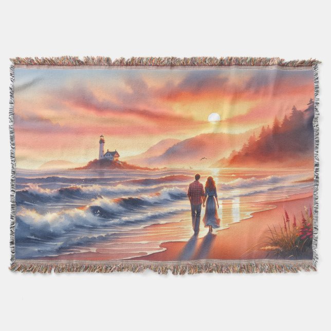 Romantic Coastal Sunset Lighthouse Walk Filt (Framsidan)