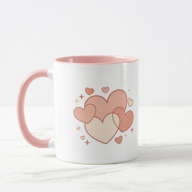 Romantic Coffee Cup with Hearts Gift  Mugg (Vänster)