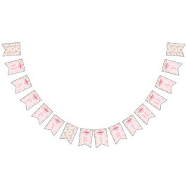 Romantic Coquette Ro och Rosa Bows Birthday Vimplar