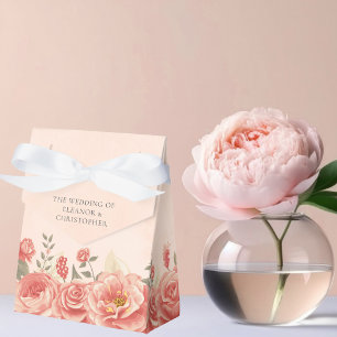 Romantic Coral Blommigt Ro Peach Garden Wedding Presentaskar