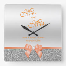 Romantic Coral Bow & Silver Glitter Bröllop