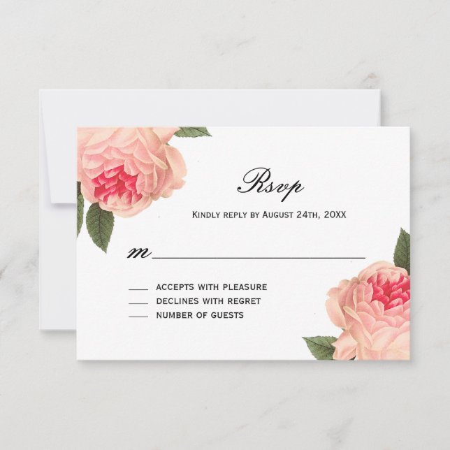 Romantic Coral Peonie med Rand OSA kort (Framsida)