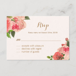 Romantic Coral Peonie och Guld Glitter OSA kort