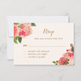 Romantic Coral Peonie och Guld Glitter OSA kort