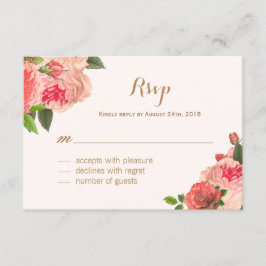 Romantic Coral Peonie och Guld Glitter OSA kort
