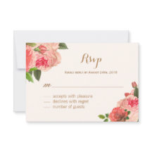 Romantic Coral Peonie och Guld Glitter OSA kort