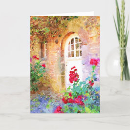 Romantic cottage garden aquarel kort