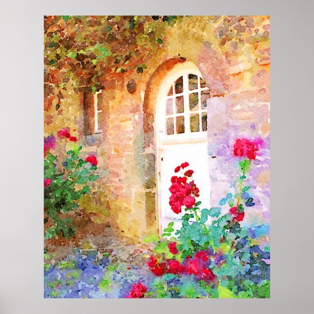 Romantic cottage garden aquarel poster (Framsidan)