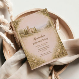 Romantic Countryside Floral Birthday Inbjudningar