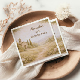 Romantic Countryside Floral Birthday Pappersservett