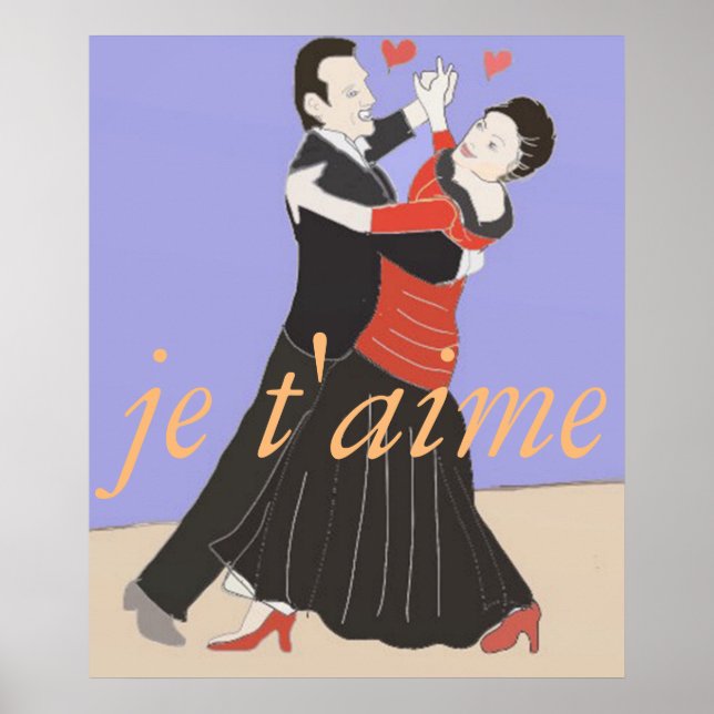 Romantic Couple Ballroom Dancing i Färg Poster (Framsidan)