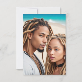 Romantic Couple Beach Digital Art Poster Inbjudningar