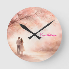 Romantic Couple Clock – Custom Text Wall Art Rund Klocka