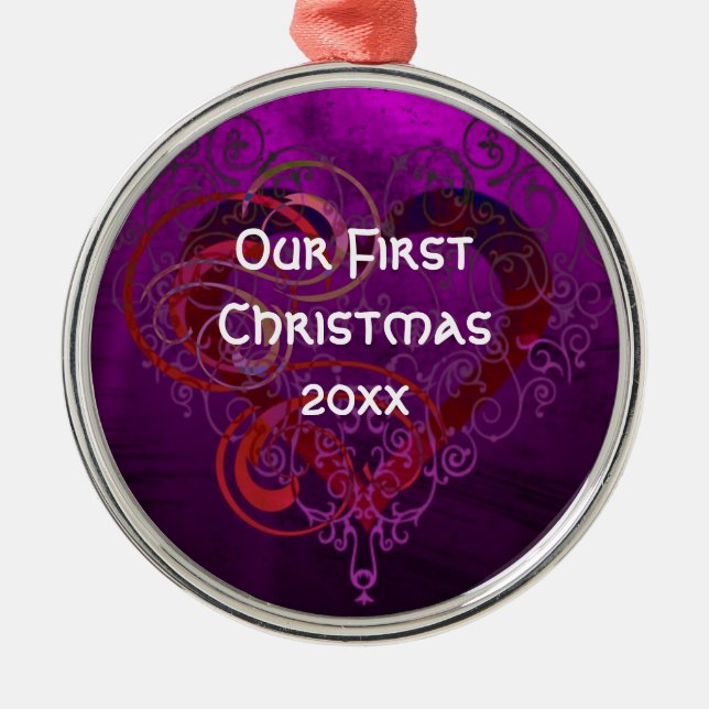 Romantic Couple Custom Year Holiday Ornament (Framsidan)