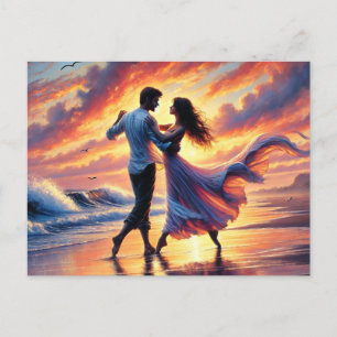Romantic Couple Dancing på stranden Vykort