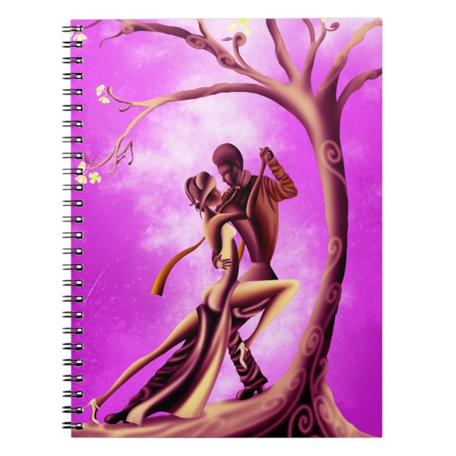 Romantic Couple Dancing the Tango Rosa Gult Anteckningsbok (Framsidan)