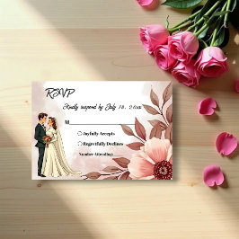 Romantic Couple Dusty Watercolor Floral Wedding OSA Kort