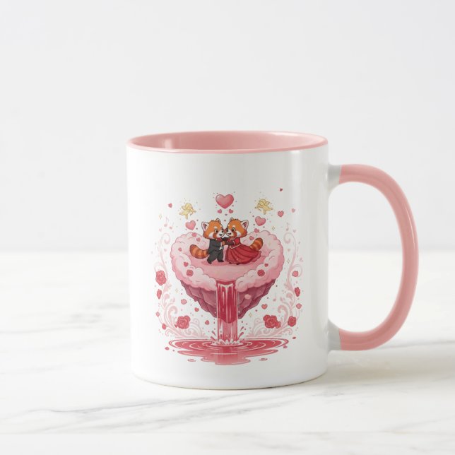 Romantic Couple Heart Illustration Two-Tone Coffee Mugg (Höger)
