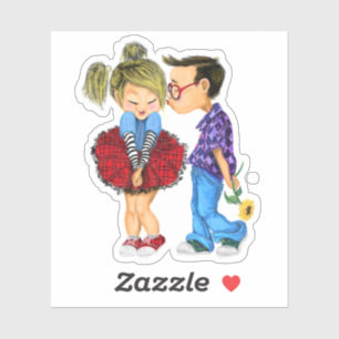Romantic Couple Kärlek Sticker - Kiss Klistermärken