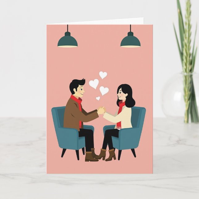 Romantic Couple Love Hearts Card Kort (Framsida)