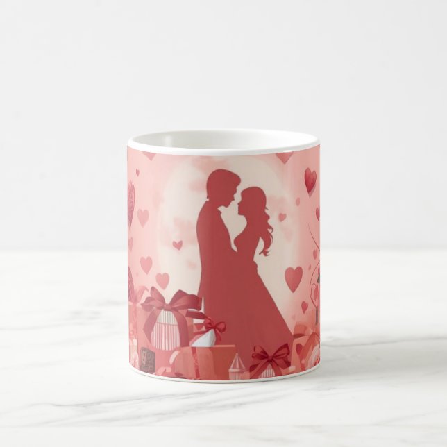Romantic Couple Mug Valentine Gift with Hearts Ros Kaffemugg (Center)