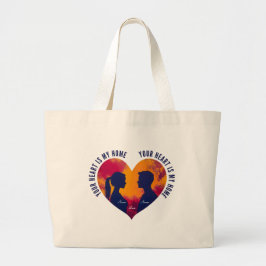 Romantic Couple Silhouette Sunset Heart Jumbo Tote Jumbo Tygkasse