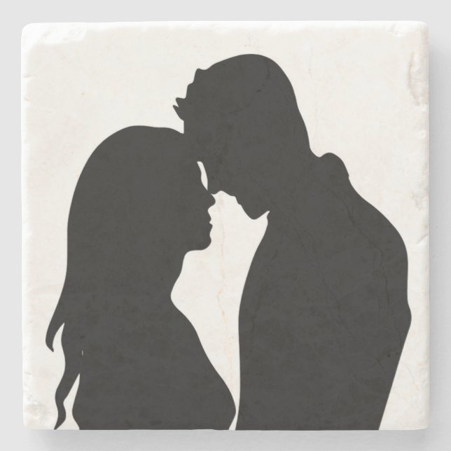 ROMANTIC COUPLE SILHOUETTE UNDERLÄGG STEN (Framsidan)