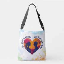 Romantic Couple Sunset Heart Watercolor Cross-Body