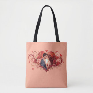 Romantic Couple Tote Bag Love Gift Tygkasse