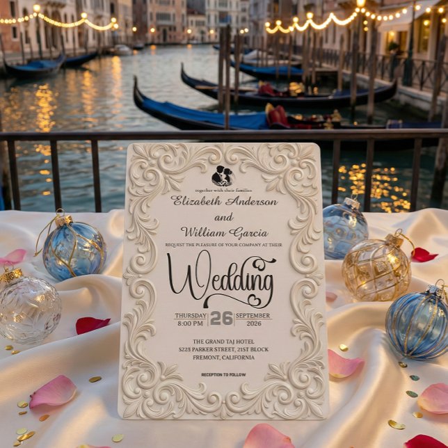 Romantic Cream And Charcoal Formal Calligraphy Inbjudningar (Skapare uppladdad)