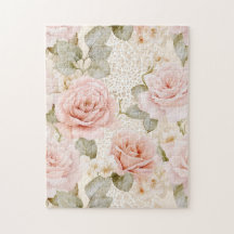 Romantic Cream Blush Pink Roses Floral