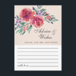 Romantic Cream Ivory Watercolor Blommigt Bröllop Rådkort<br><div class="desc">Elegant bröllop-kort och önskemål-kort med blommigt vattenfärgsdesign på en krämbakgrund.</div>