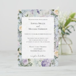 Romantic Cream lila blommor Bröllop Inbjudningar