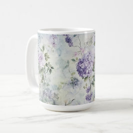 Romantic Cream lila blommor Kaffemugg