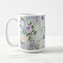 Romantic Cream lila blommor Kaffemugg
