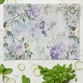 Romantic Cream lila blommor Kökshandduk