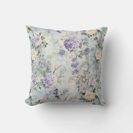 Romantic Cream lila blommor Kudde