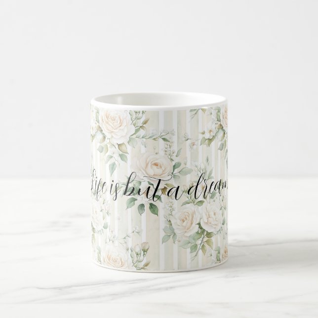 Romantic Cream Roses Floral Bridal Shower Wedding Kaffemugg (Center)